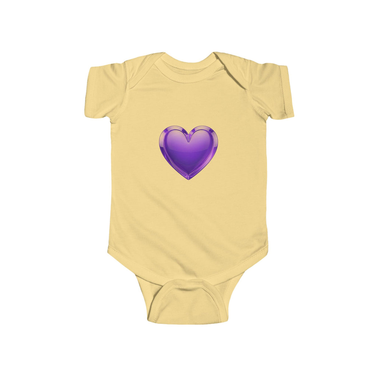 Purple Heart Infant Bodysuit — Cute Baby Onesie with Shiny Heart Graphic