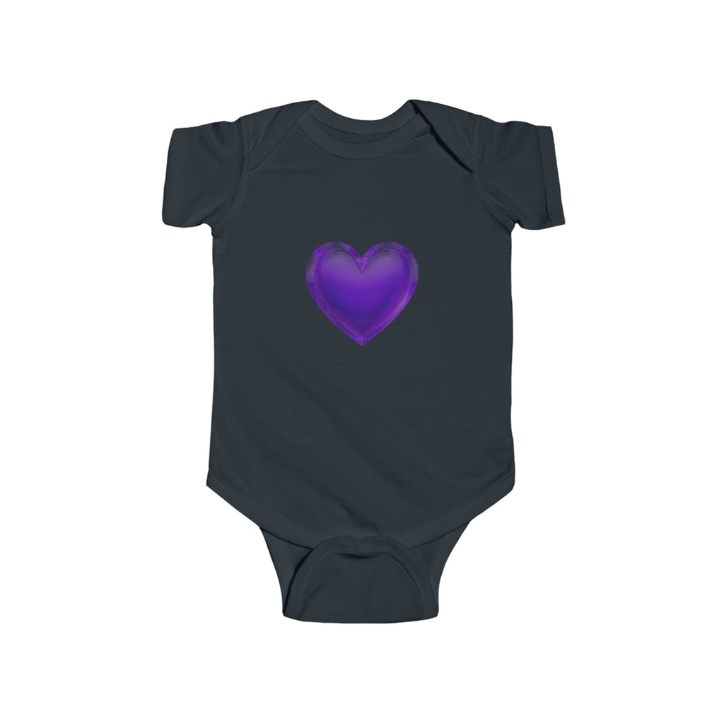Purple Heart Infant Bodysuit — Cute Baby Onesie with Shiny Heart Graphic