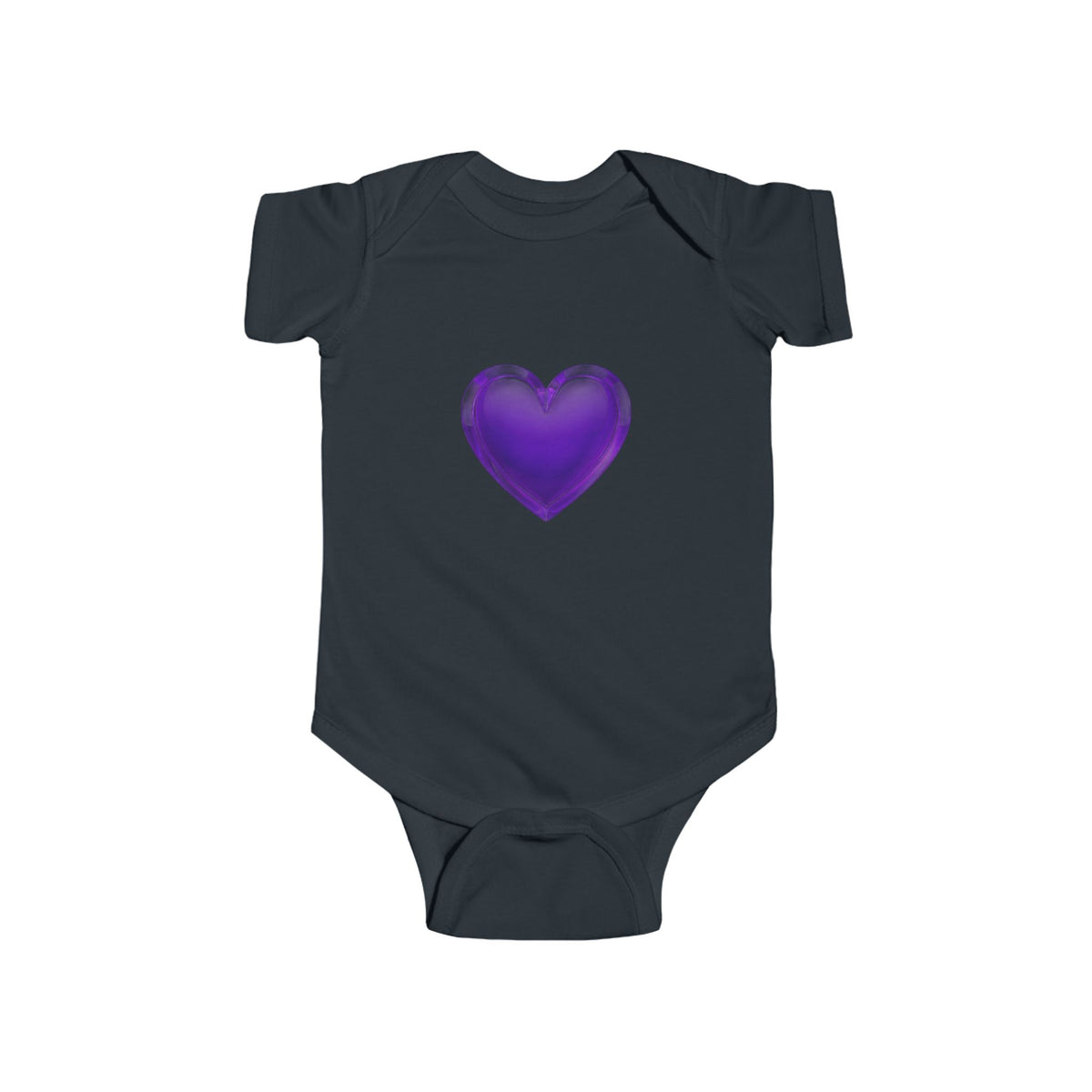Purple Heart Infant Bodysuit — Cute Baby Onesie with Shiny Heart Graphic