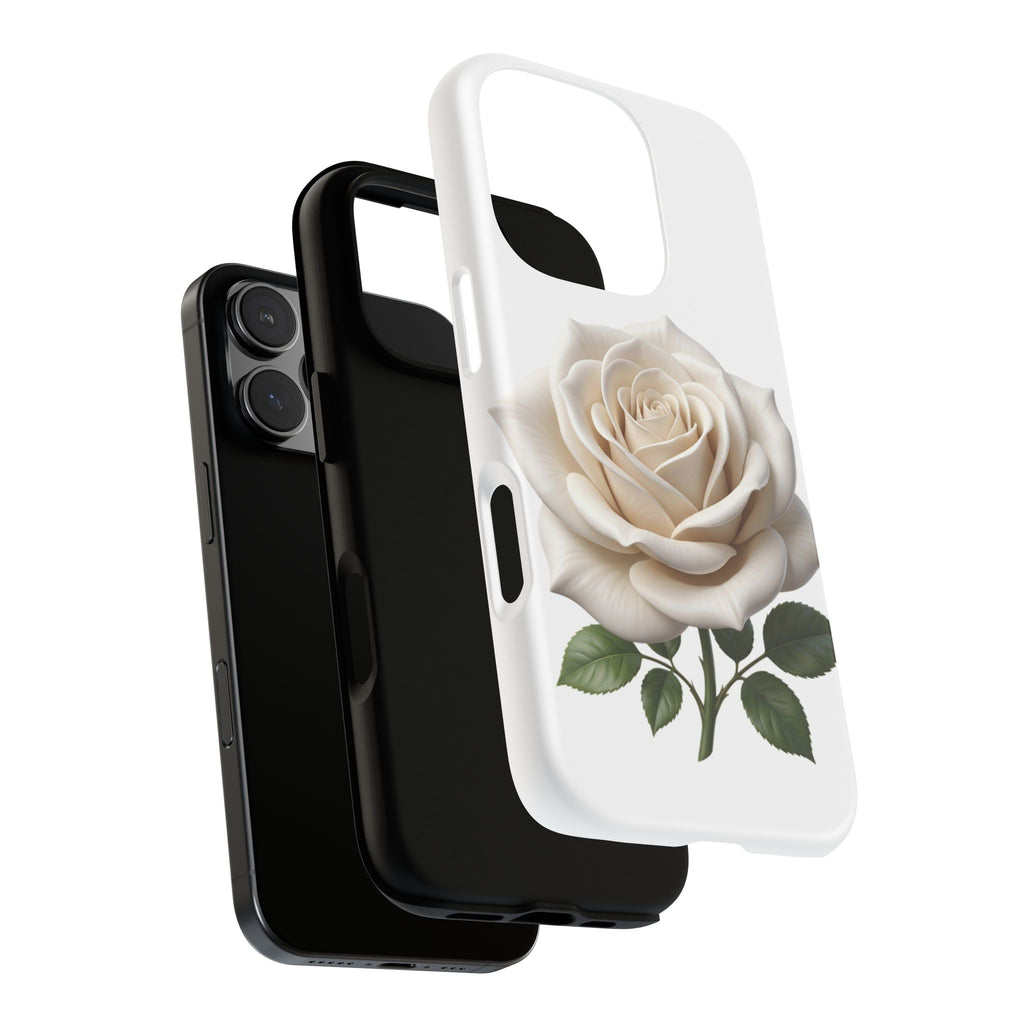 White Rose Tough Phone Case – Elegant Floral Protective Cover