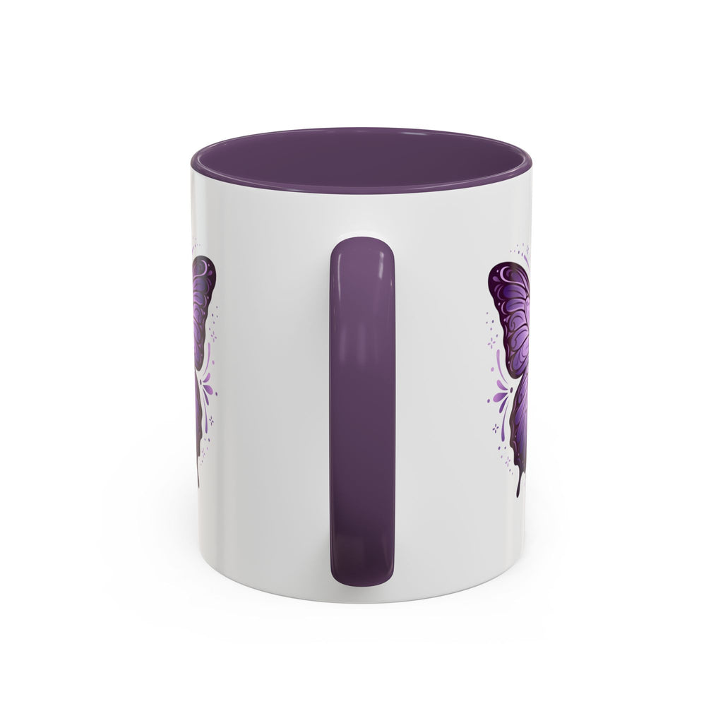 Purple Butterfly Accent Coffee Mug — 11oz & 15oz Decorative Tea Cup