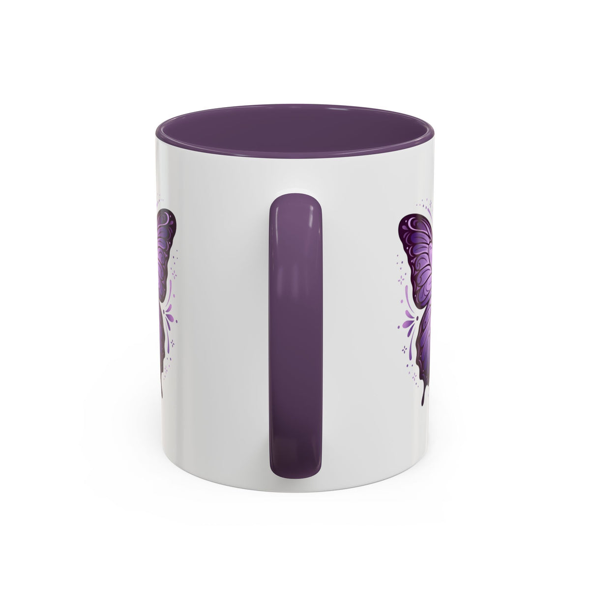 Purple Butterfly Accent Coffee Mug — 11oz & 15oz Decorative Tea Cup