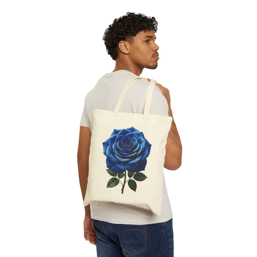Blue Rose Tote Bag – Botanical Canvas Shopper