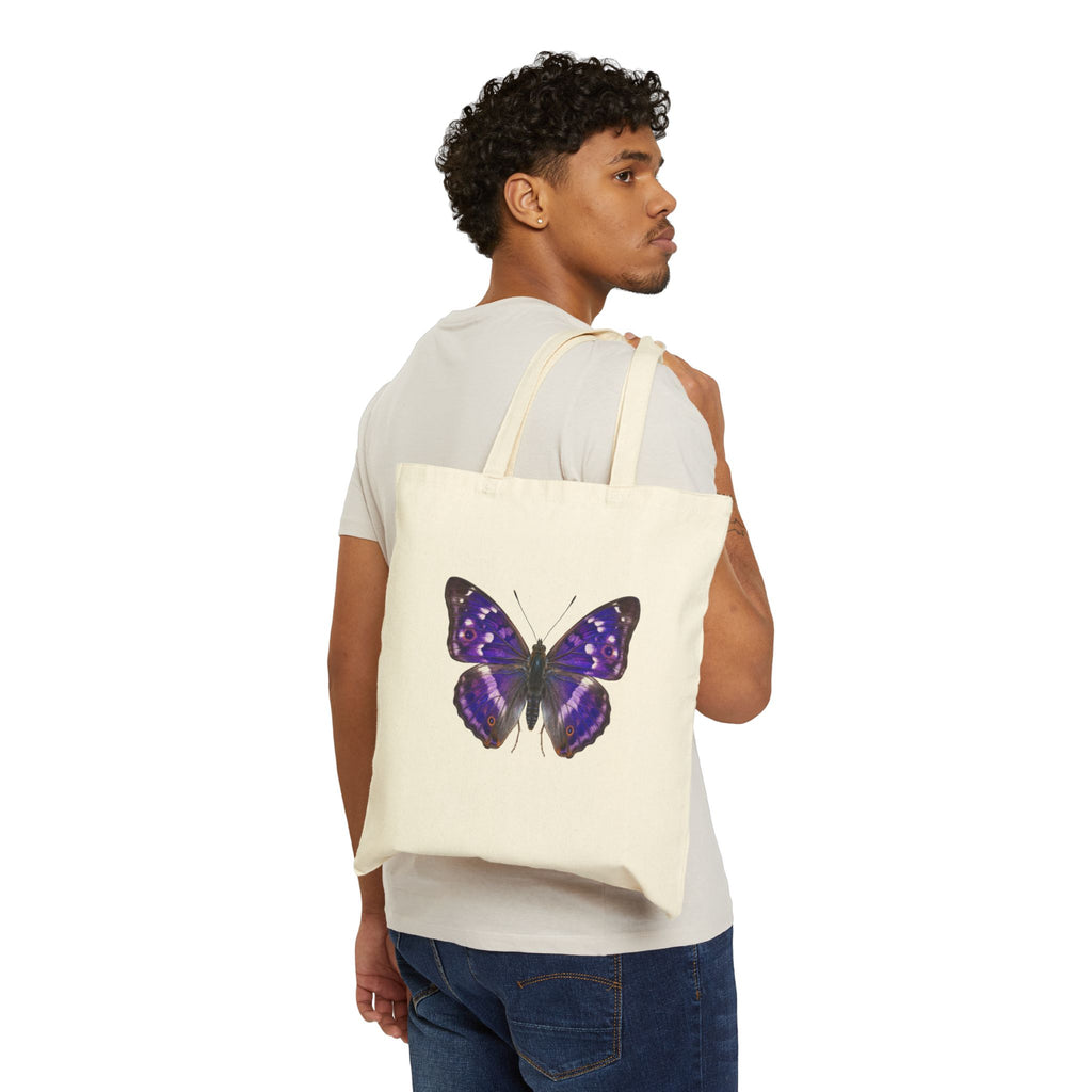 Purple Butterfly Canvas Tote Bag — Floral Nature Market Grocery Bag