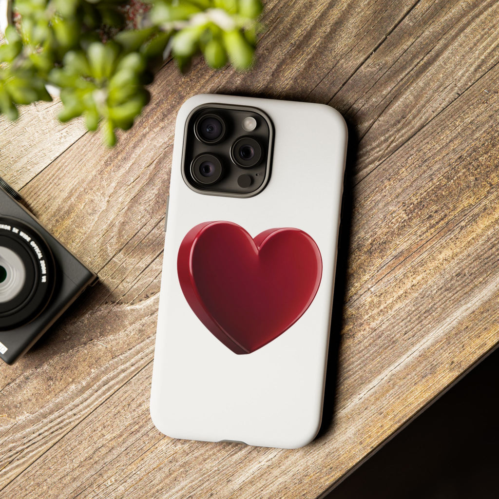 Heart Tough Phone Case - Red 3D Heart Protective Phone Case