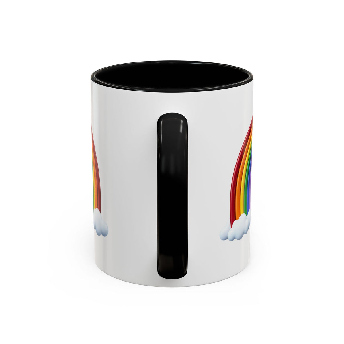 Rainbow Coffee Mug - Colorful Arc & Clouds Accent Mug (11/15oz)