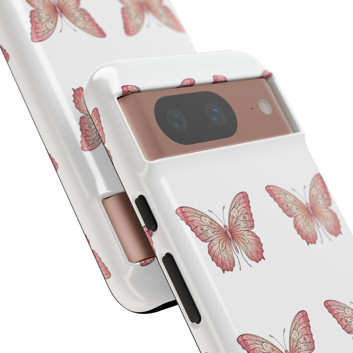 Pink Butterfly Tough Phone Case — Floral Pattern Protective Cover