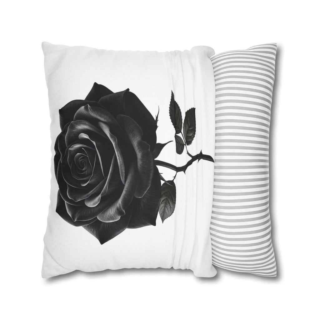 Black Rose Spun Polyester Square Pillowcase