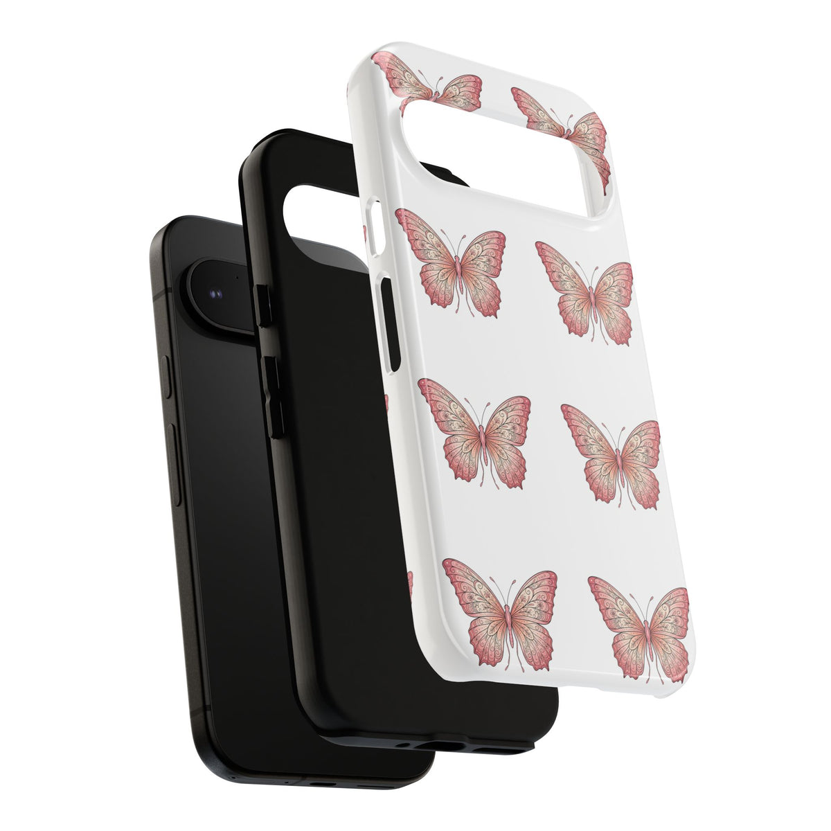 Pink Butterfly Tough Phone Case — Floral Pattern Protective Cover