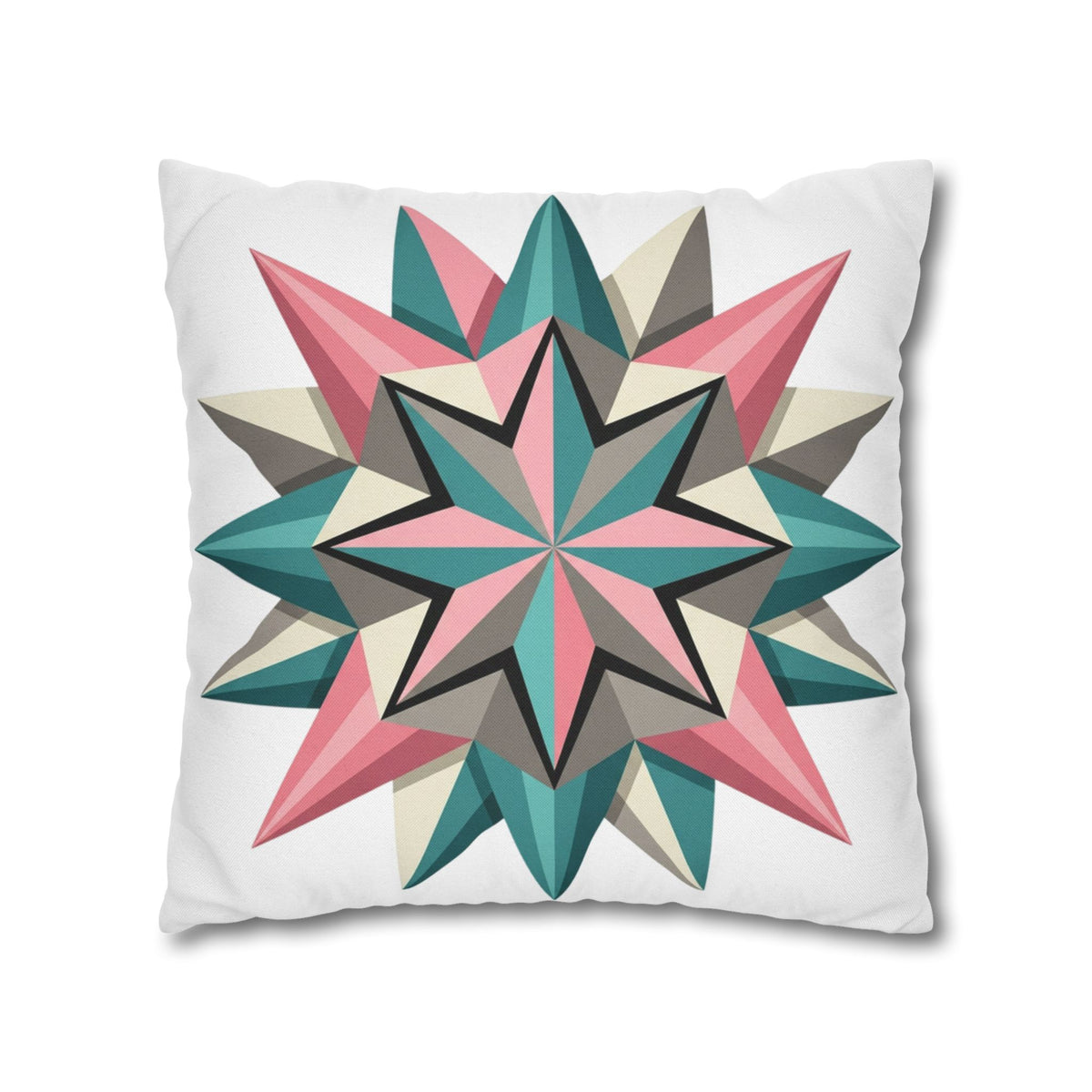 Geometric Starburst Throw Pillowcase — Pink Teal Modern Decorative Cushion Cover