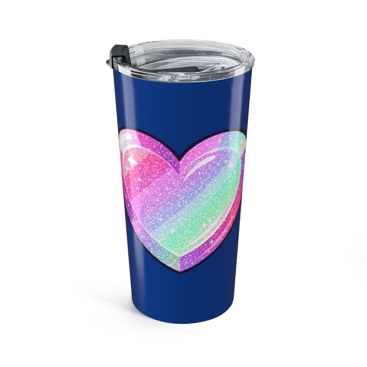 Pastel Glitter Heart Tumbler 20oz- Navy