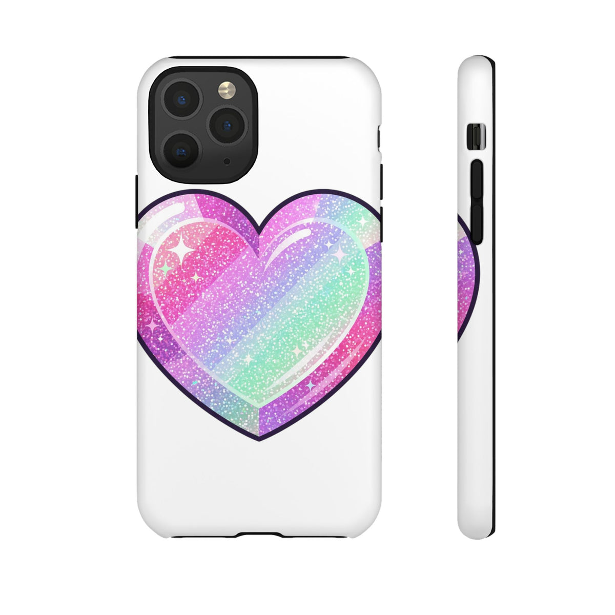 Pastel Glitter Heart Tough Phone Case — Cute Protective Phone Cover