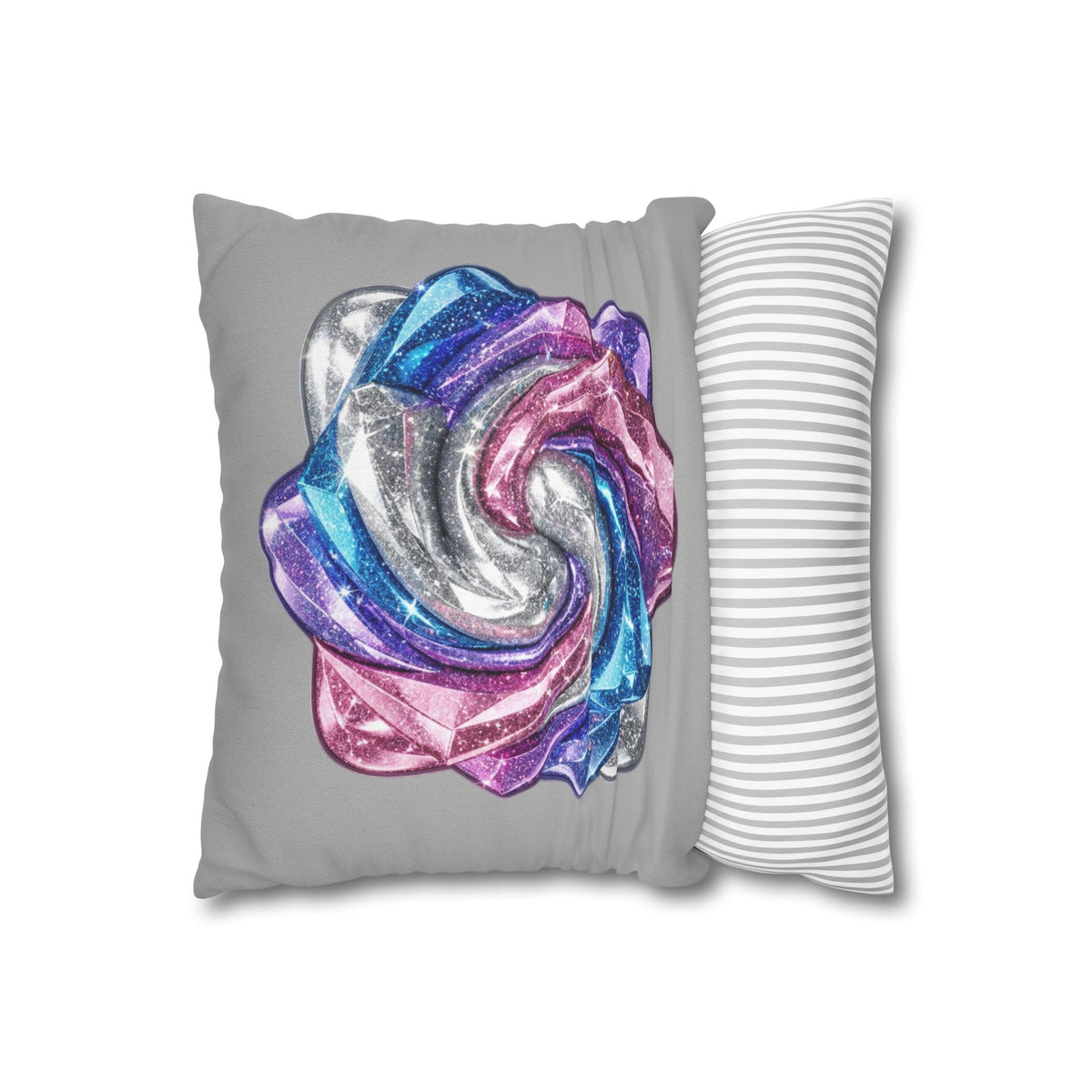3D Glitter Design Light Grey Spun Polyester Square Pillowcase