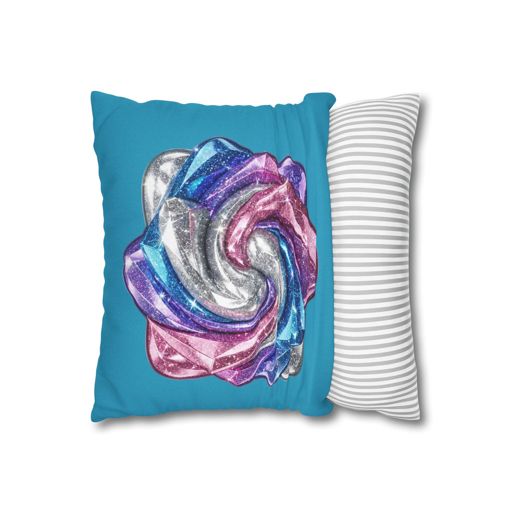 3D Glitter Design Turquoise Spun Polyester Square Pillowcase