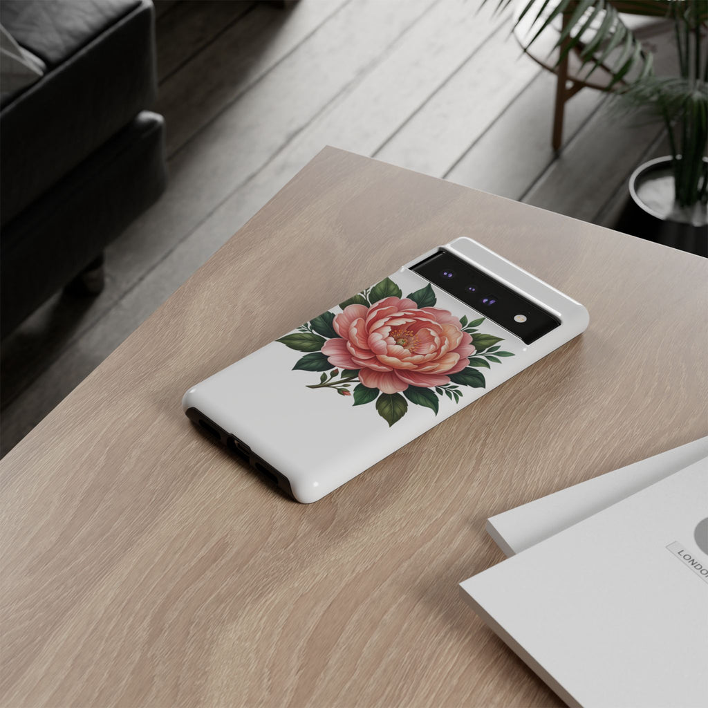 Floral Peony Tough Phone Case — Protective Botanical iPhone Cover