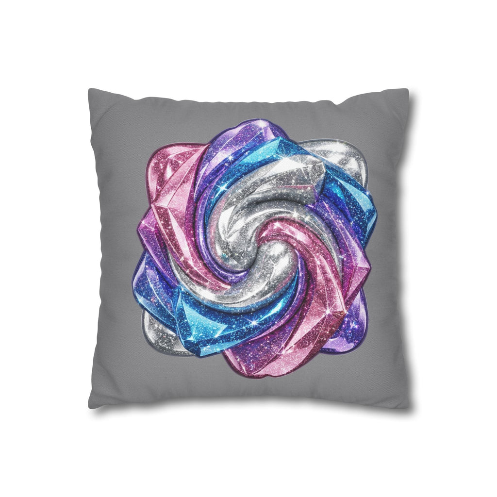 3D Glitter Design Grey Spun Polyester Square Pillowcase