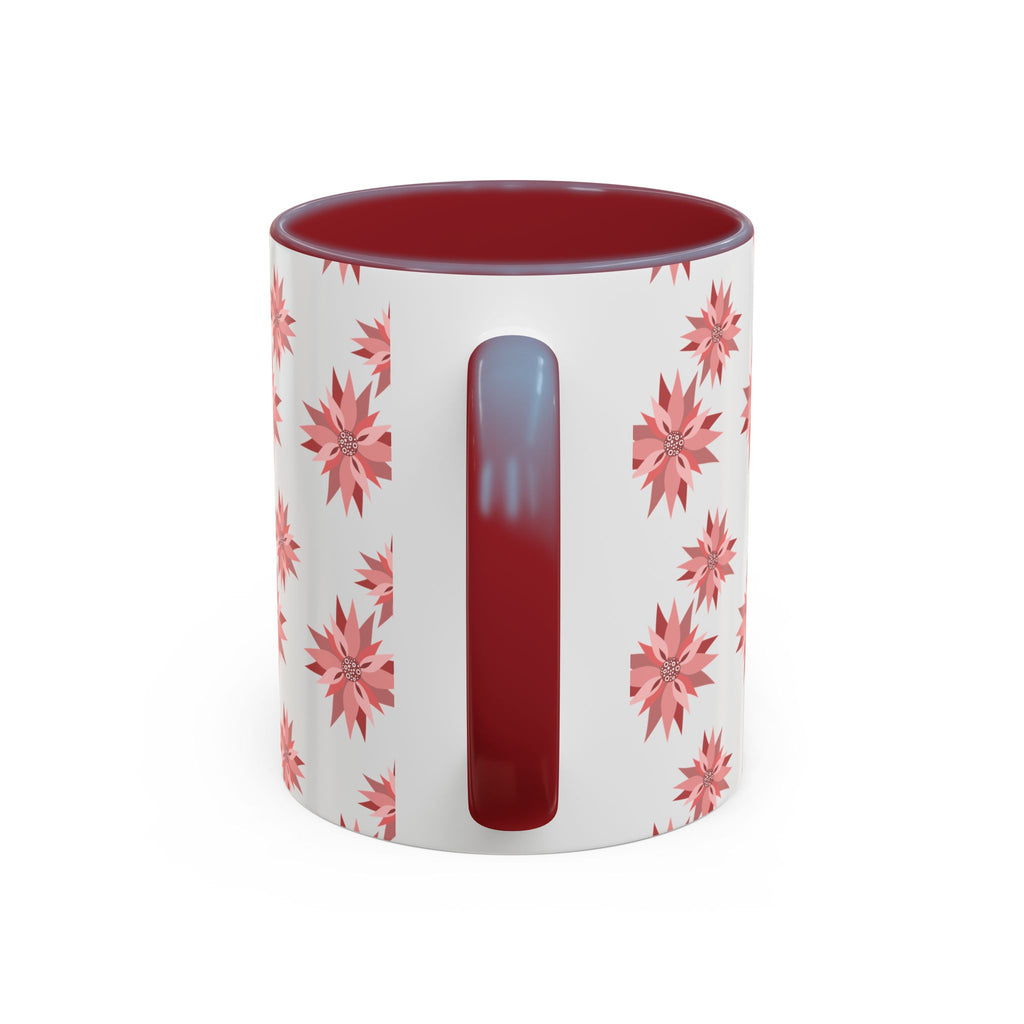 Pink Geometric Floral Accent Coffee Mug — 11/15oz