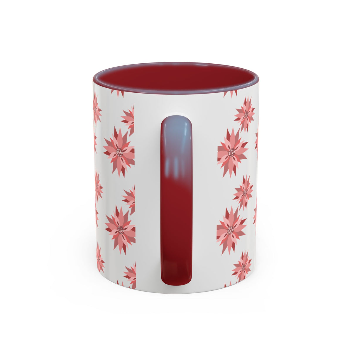 Pink Geometric Floral Accent Coffee Mug — 11/15oz