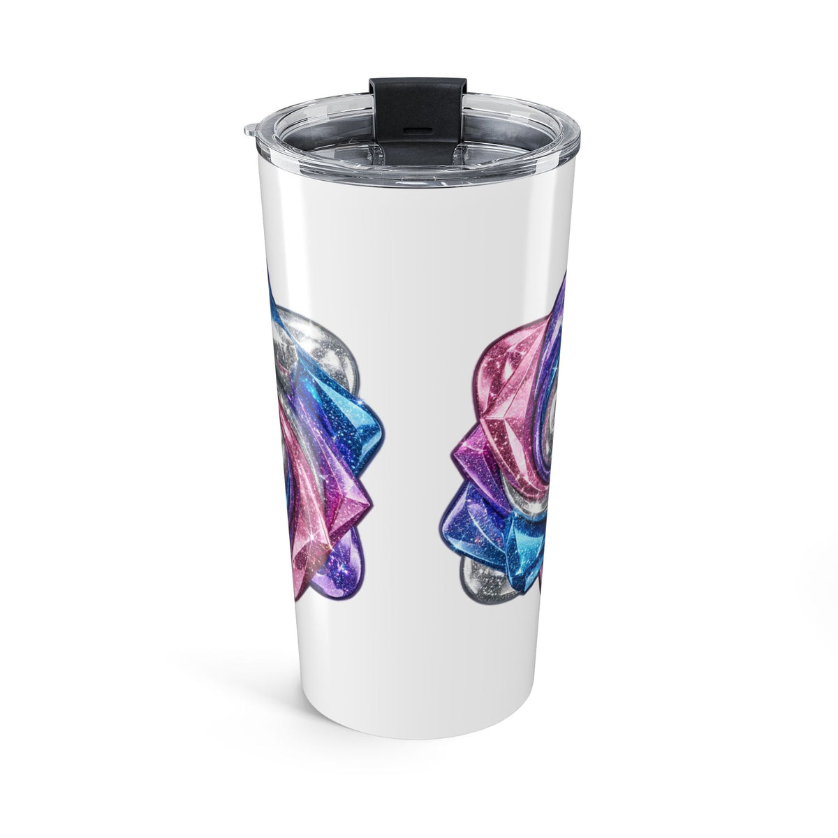 3D Glitter Design White Insulated Tumbler 20oz