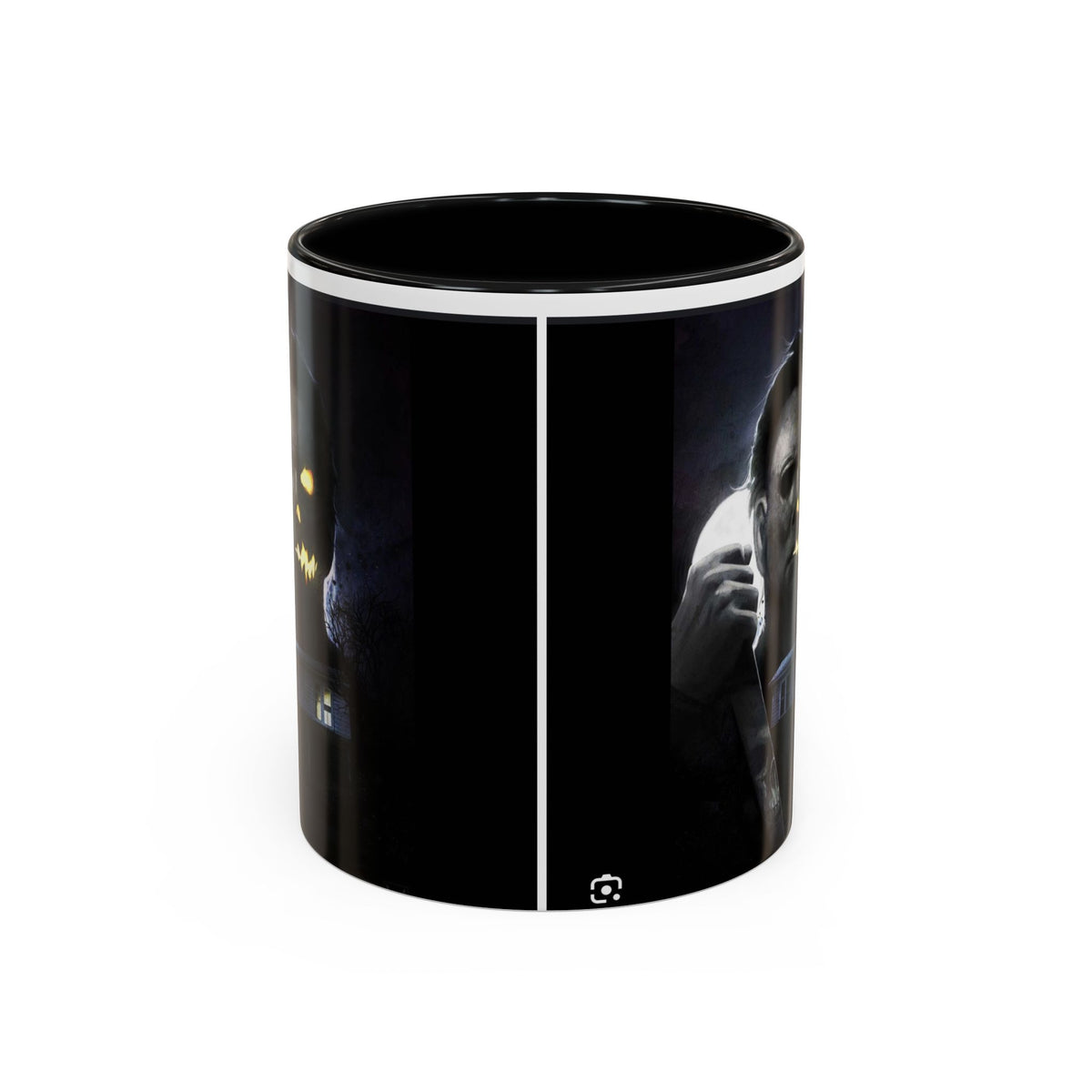 Halloween Michael Myers Accent Coffee Mug — Spooky Horror Movie Jack-O'-Lantern Face (11/15oz)