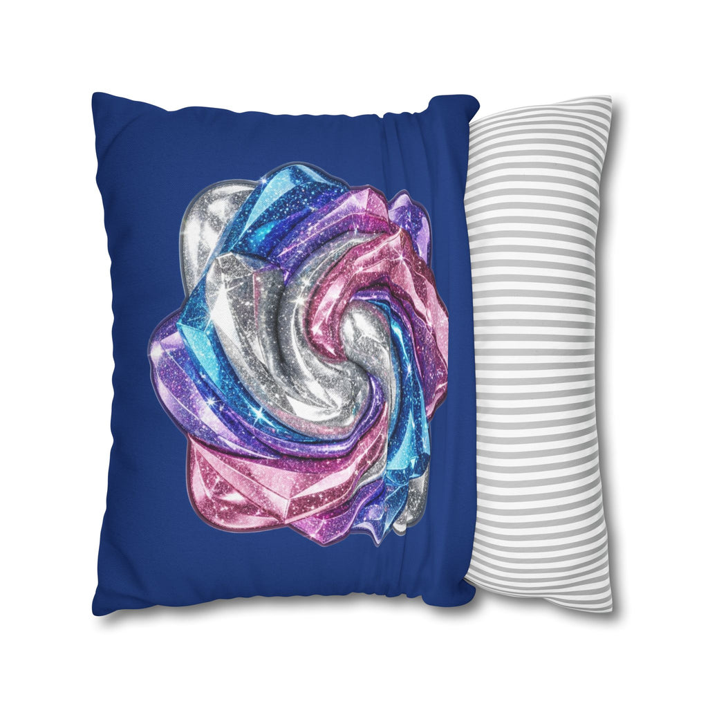3D Glitter Design Navy Spun Polyester Square Pillowcase