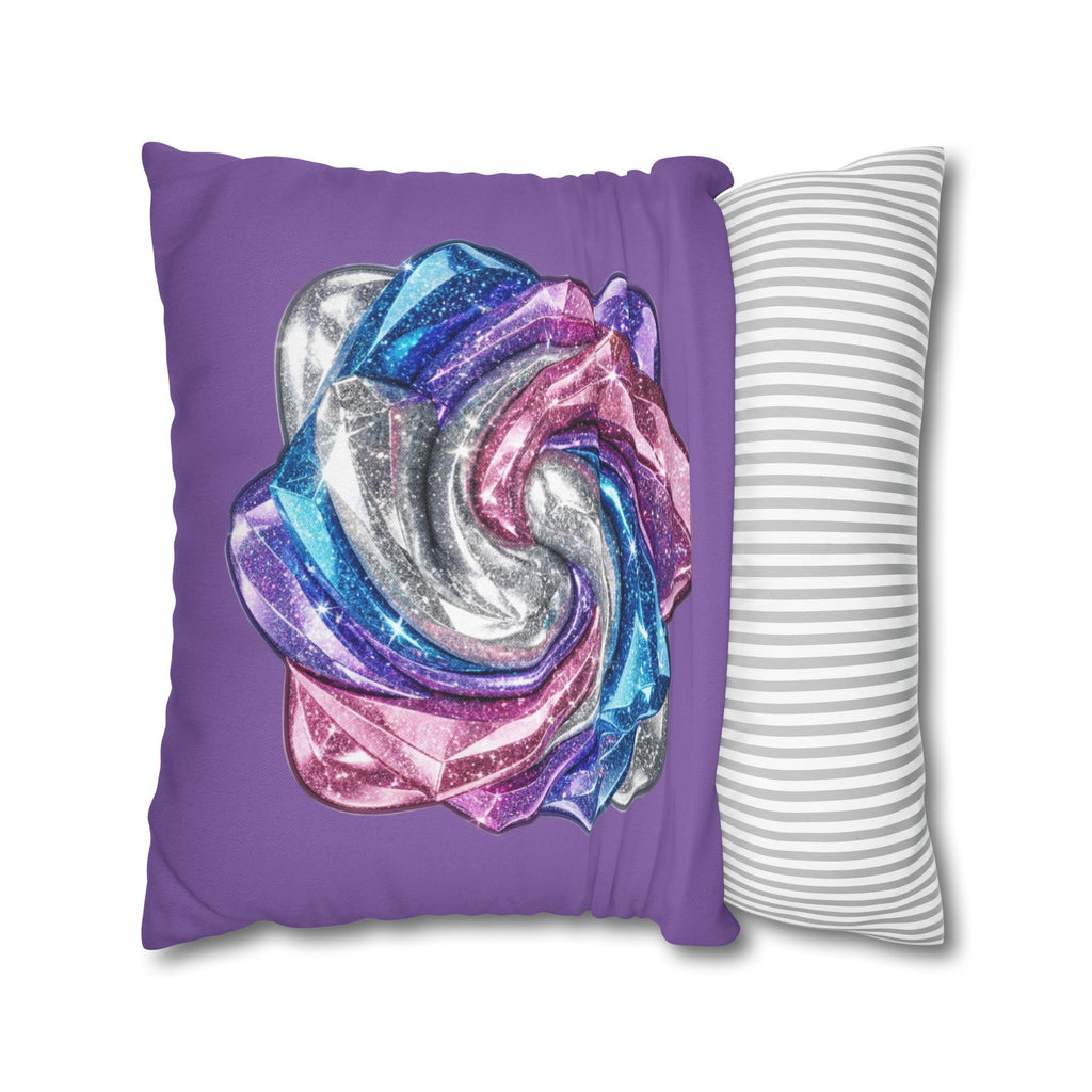 3D Glitter Design Light Purple Spun Polyester Square Pillowcase