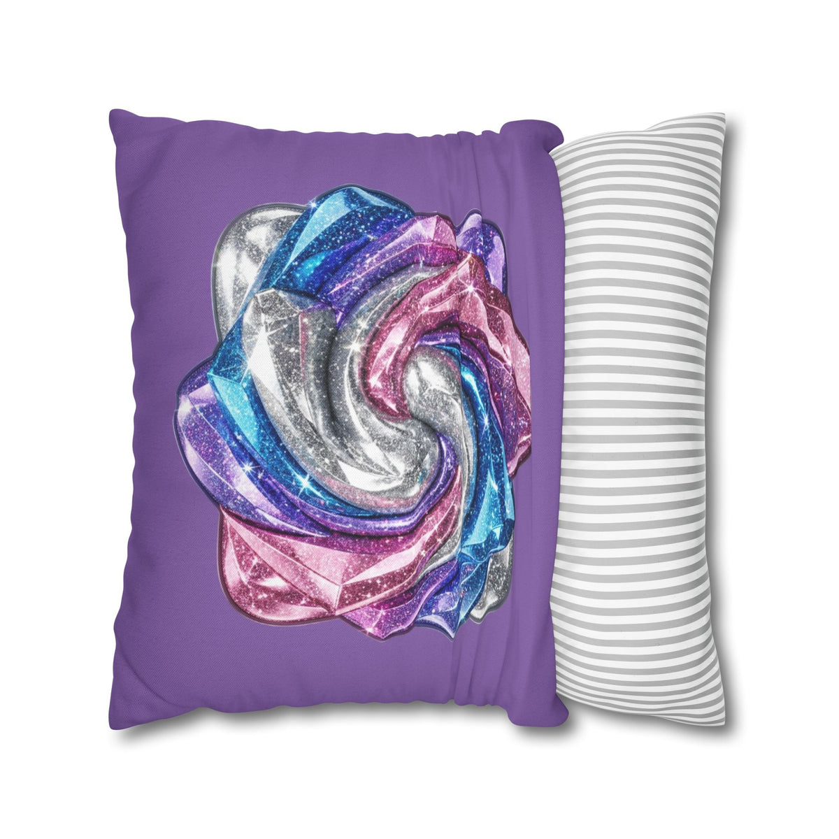 3D Glitter Design Light Purple Spun Polyester Square Pillowcase