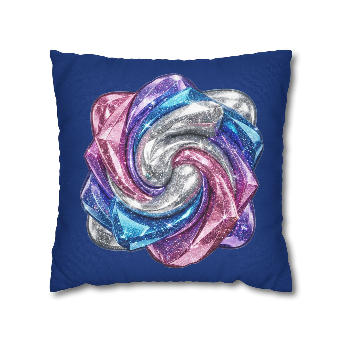 3D Glitter Design Navy Spun Polyester Square Pillowcase