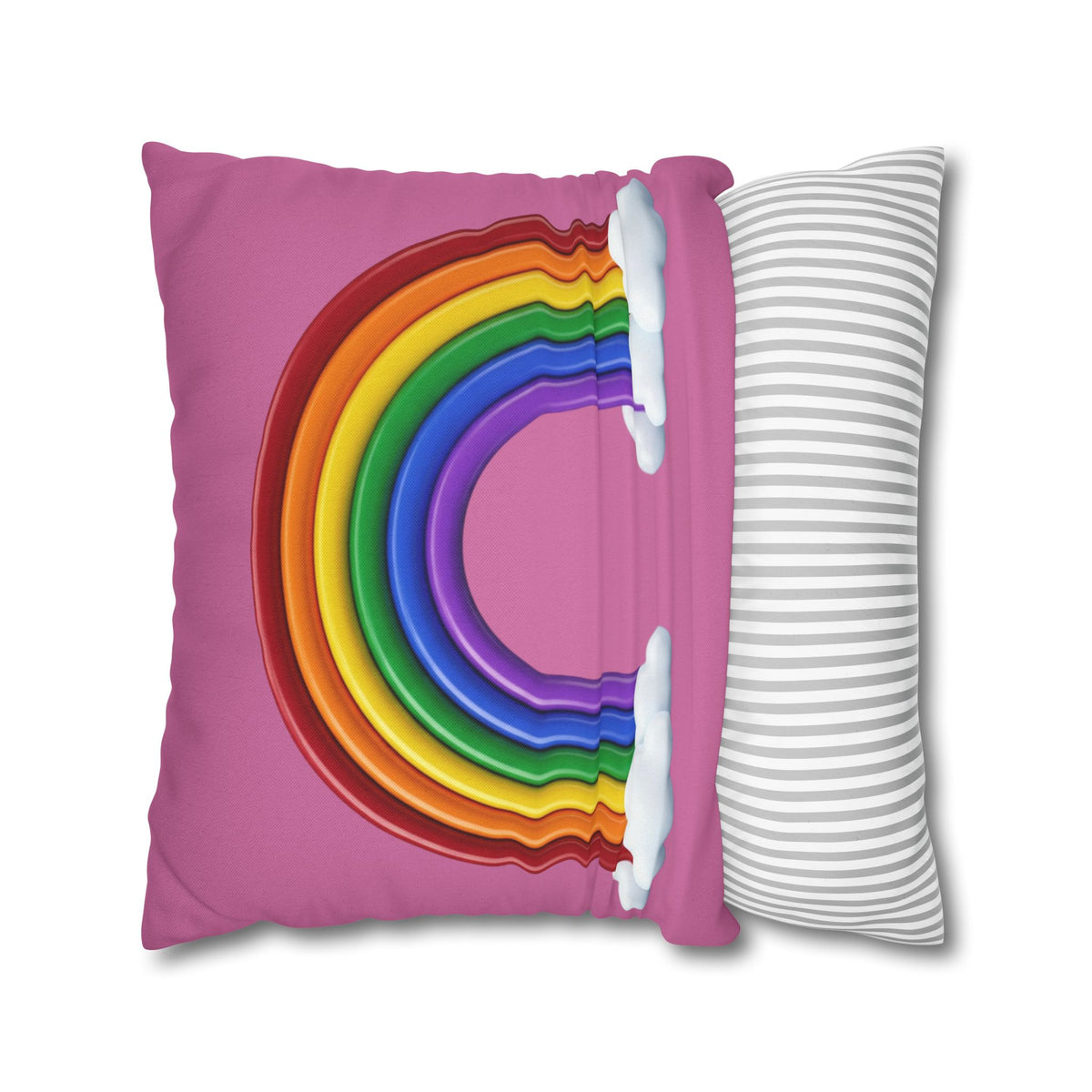 Rainbow Light Pink Spun Polyester Square Pillowcase