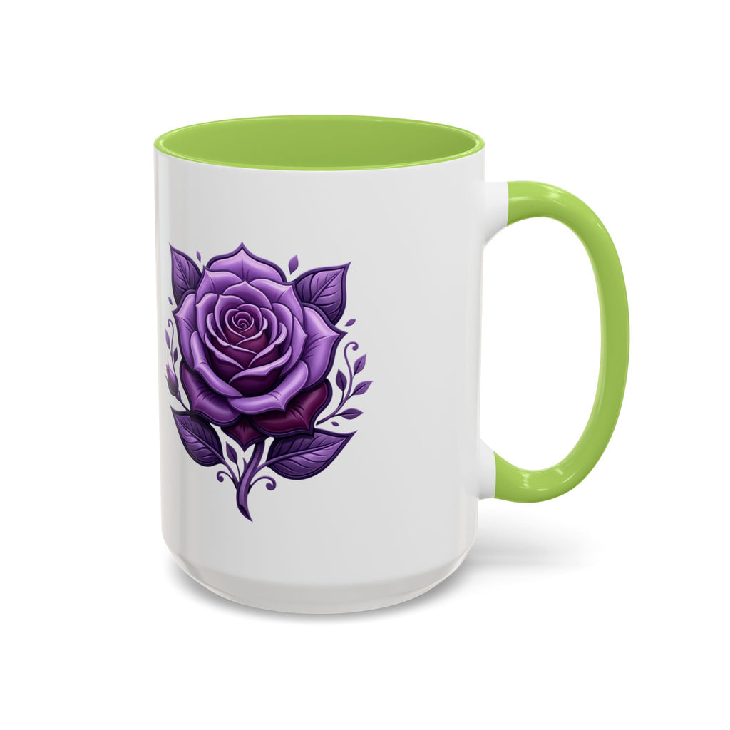 Purple Rose Accent Coffee Mug — Floral Gothic Tea Cup for Women & Gifts
