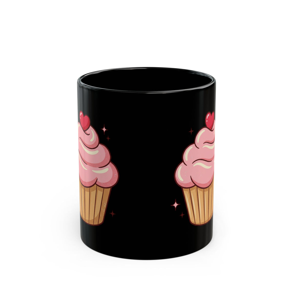 Pink Frosting Cupcake Black Mug (11oz, 15oz)