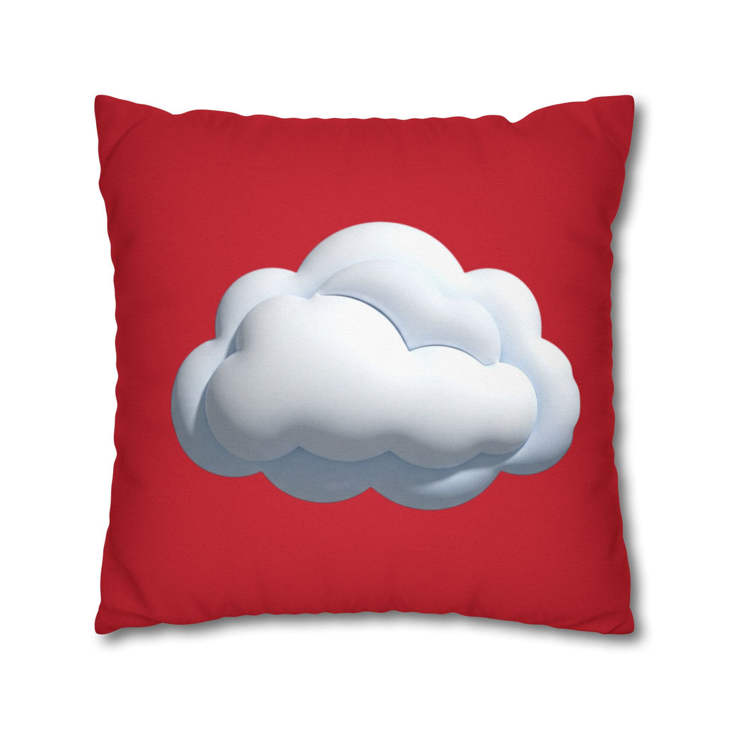 Cloud Graphic Dark Red Pillowcase — Cute White Cloud on Red Decorative Throw Pillow Cover