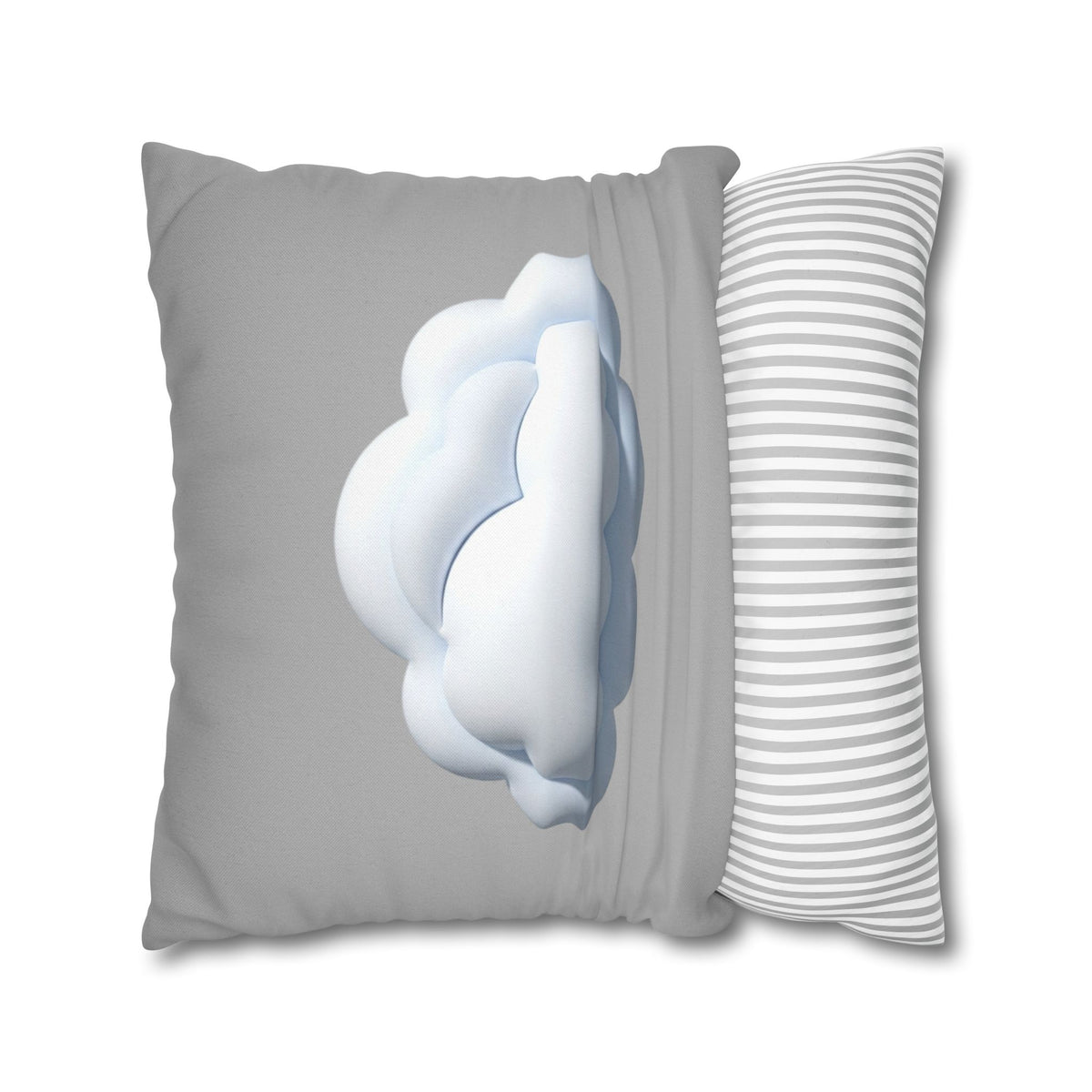 Cloud Throw Pillow Cover — Soft Light Gray Decorative Square Pillowcase