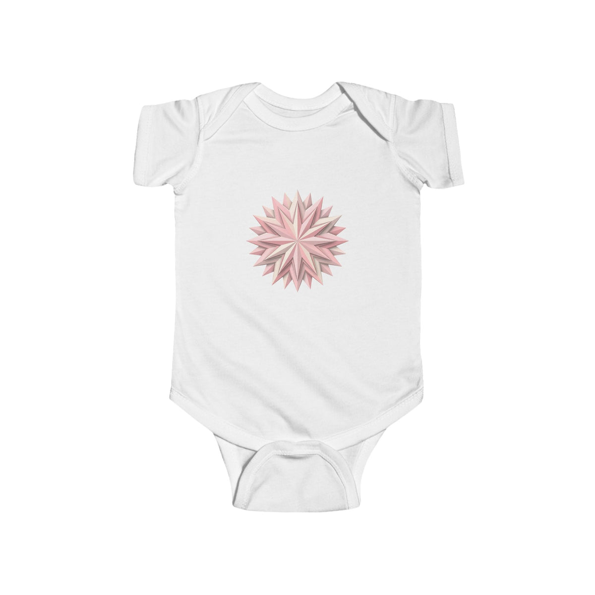 Infant Bodysuit with Soft Pink Floral Starburst Print — Baby Girl Onesie, Newborn Gift