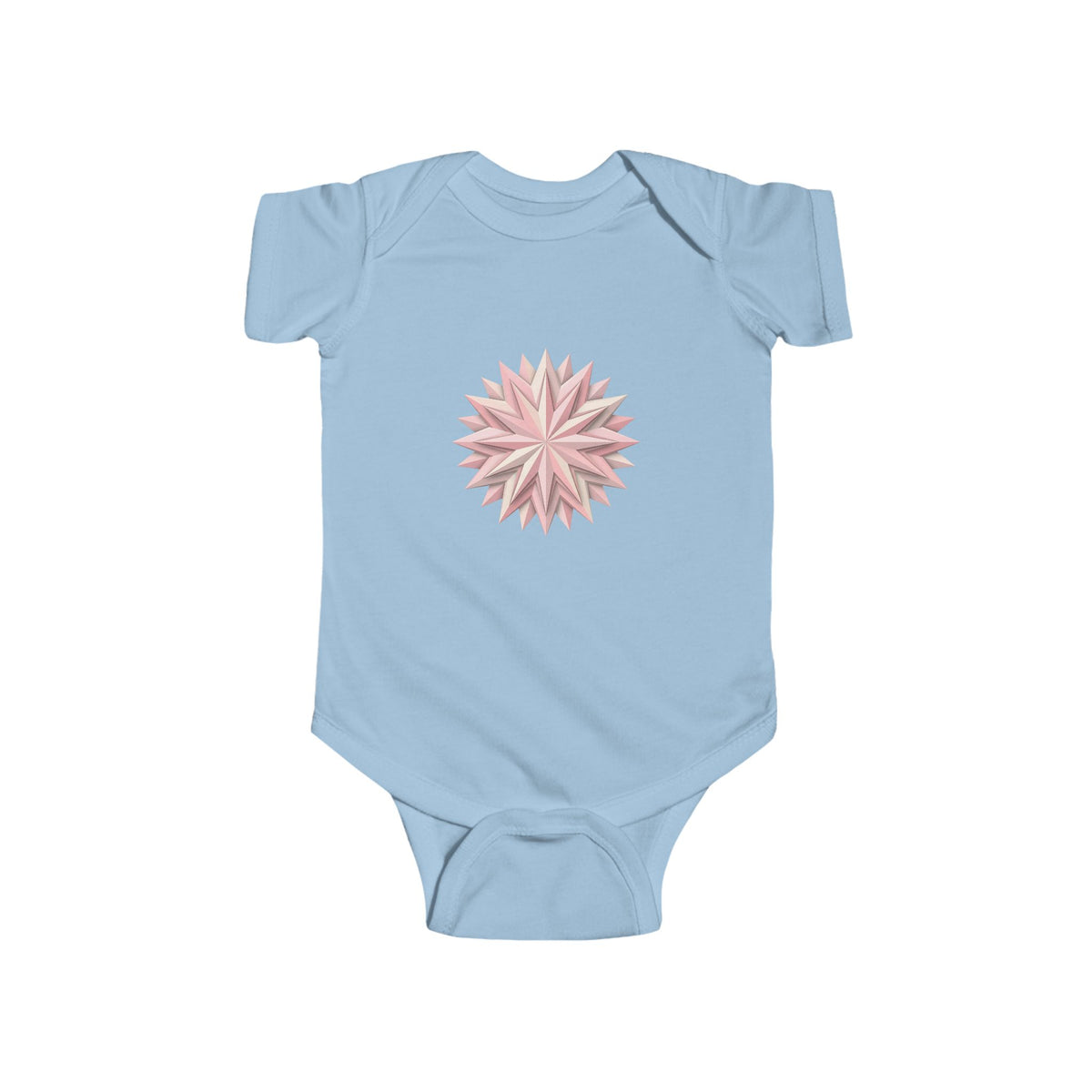 Infant Bodysuit with Soft Pink Floral Starburst Print — Baby Girl Onesie, Newborn Gift