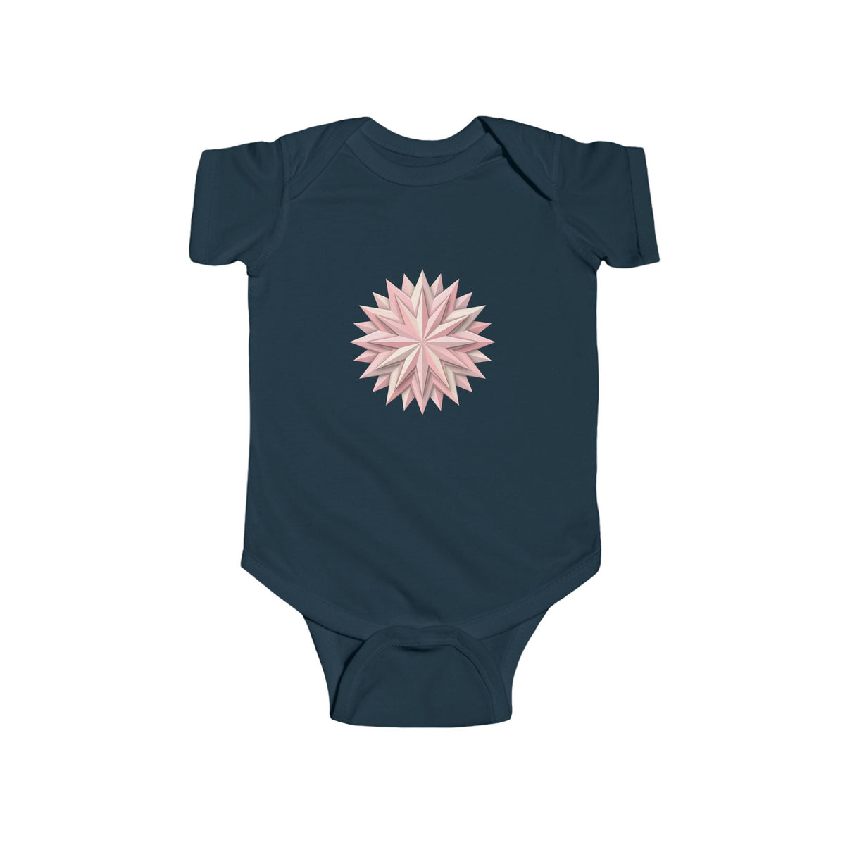 Infant Bodysuit with Soft Pink Floral Starburst Print — Baby Girl Onesie, Newborn Gift