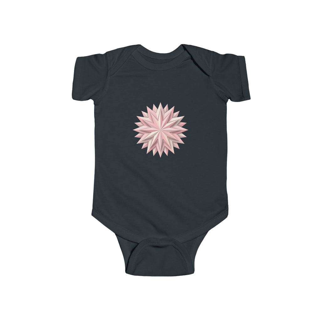 Infant Bodysuit with Soft Pink Floral Starburst Print — Baby Girl Onesie, Newborn Gift