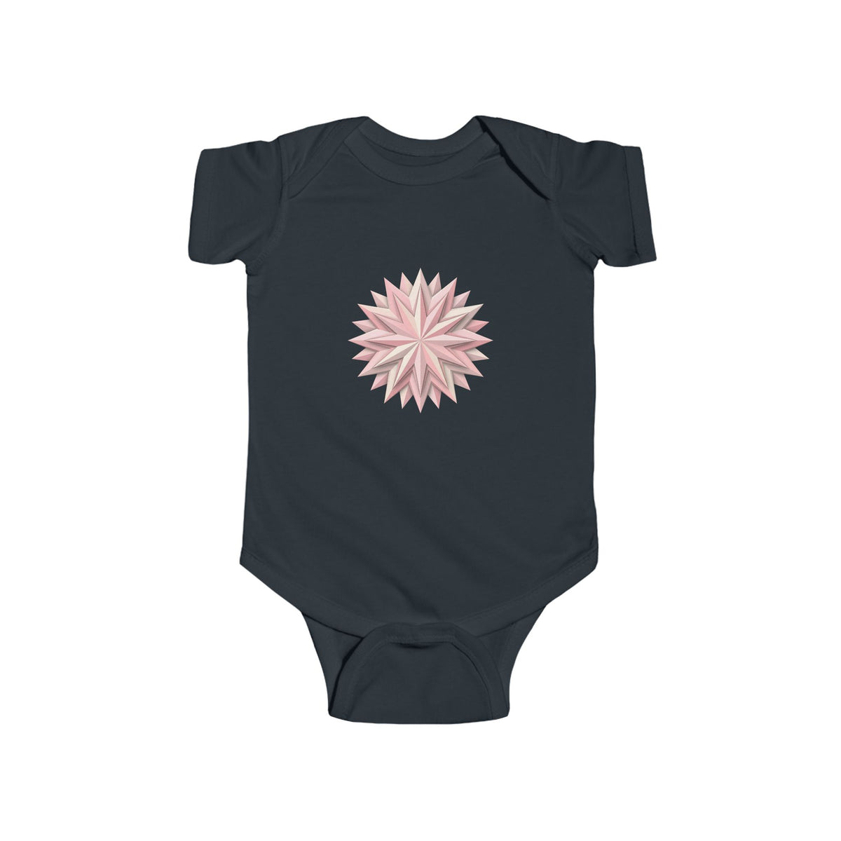Infant Bodysuit with Soft Pink Floral Starburst Print — Baby Girl Onesie, Newborn Gift
