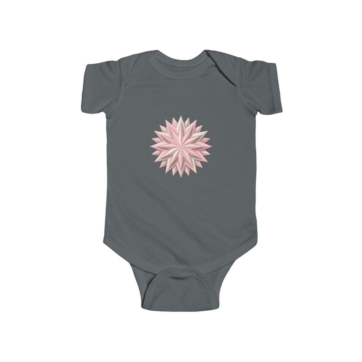 Infant Bodysuit with Soft Pink Floral Starburst Print — Baby Girl Onesie, Newborn Gift