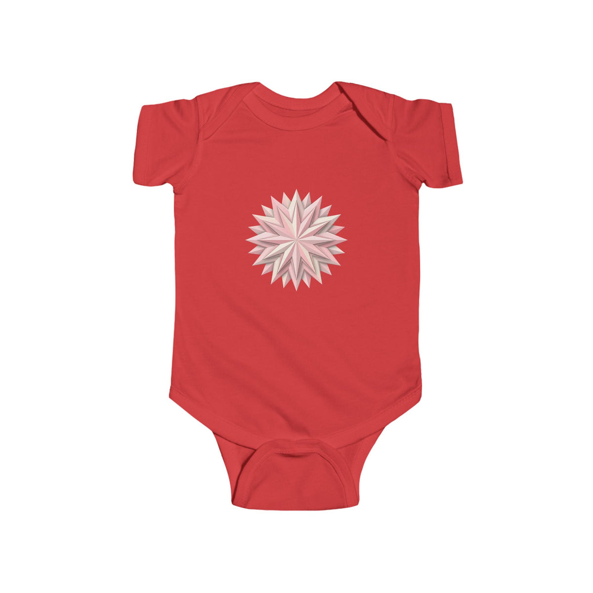 Infant Bodysuit with Soft Pink Floral Starburst Print — Baby Girl Onesie, Newborn Gift