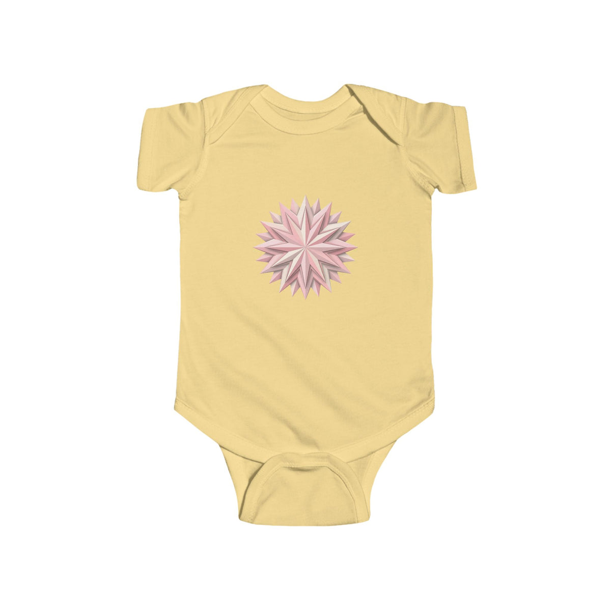 Infant Bodysuit with Soft Pink Floral Starburst Print — Baby Girl Onesie, Newborn Gift
