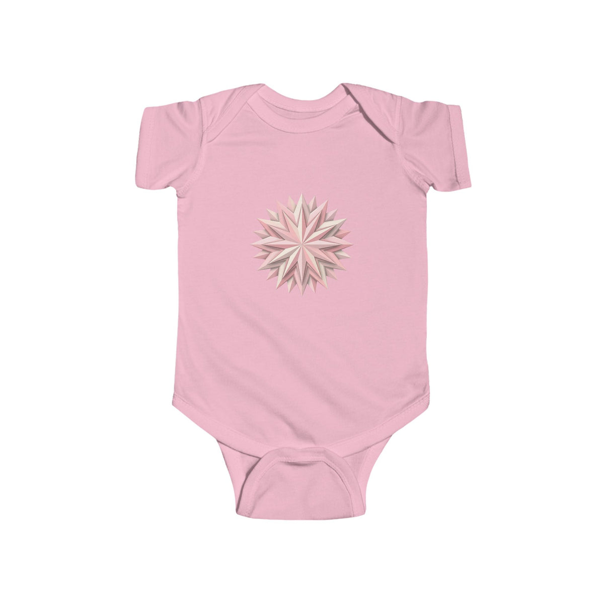 Infant Bodysuit with Soft Pink Floral Starburst Print — Baby Girl Onesie, Newborn Gift