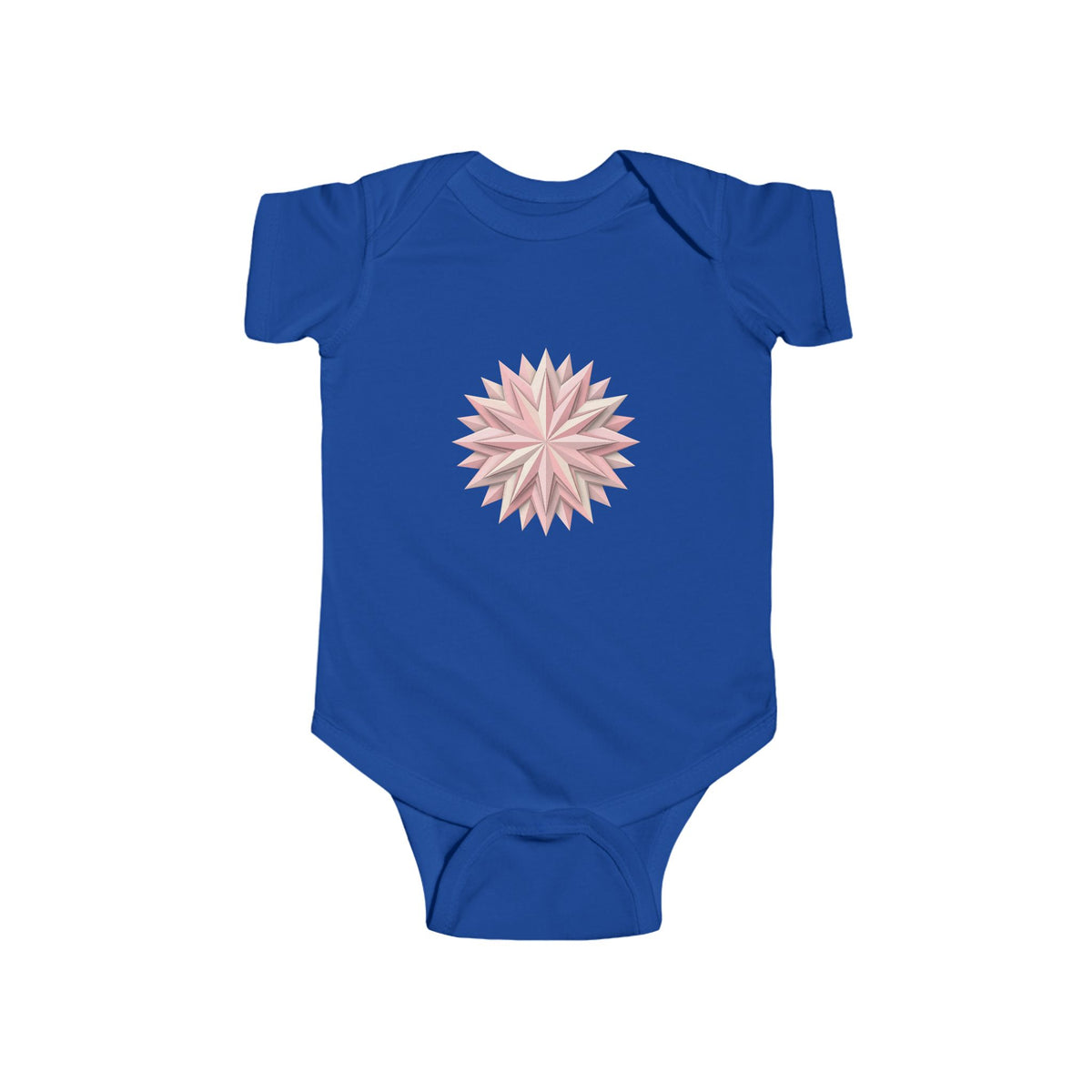 Infant Bodysuit with Soft Pink Floral Starburst Print — Baby Girl Onesie, Newborn Gift