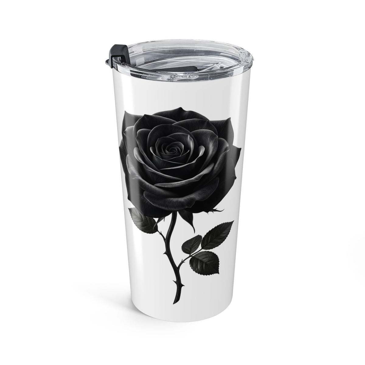 20oz Stainless Tumbler with Black Rose Silhouette