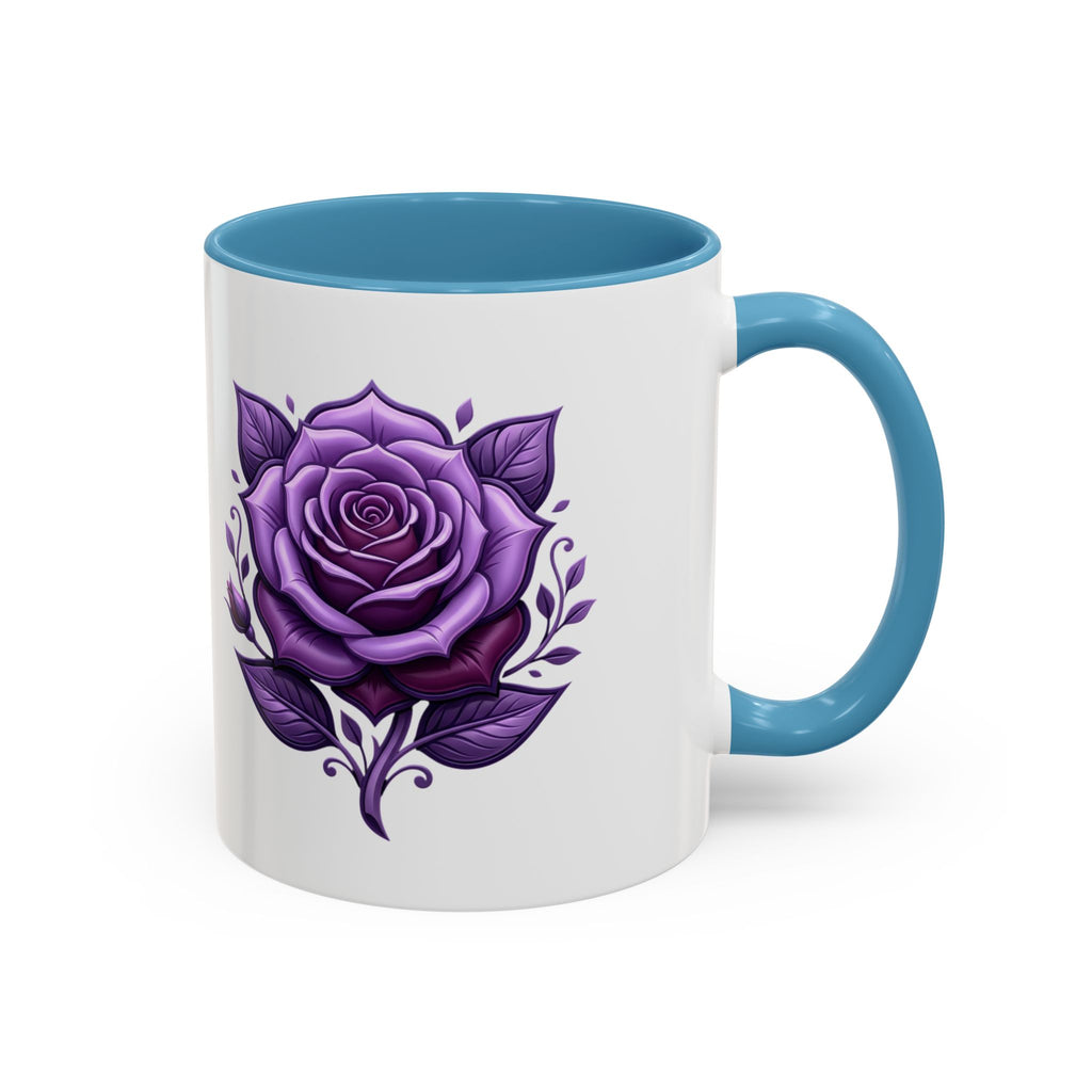 Purple Rose Accent Coffee Mug — Floral Gothic Tea Cup for Women & Gifts