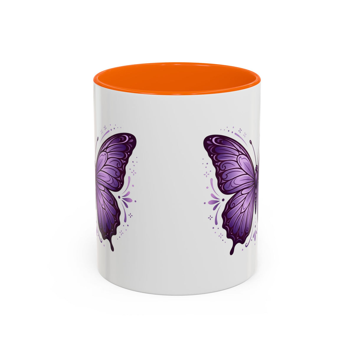 Purple Butterfly Accent Coffee Mug — 11oz & 15oz Decorative Tea Cup
