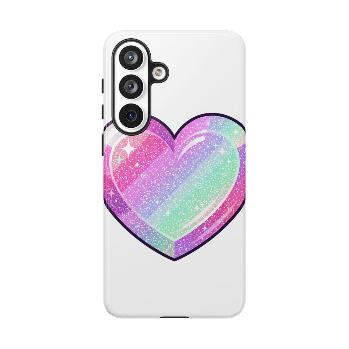Pastel Glitter Heart Tough Phone Case — Cute Protective Phone Cover