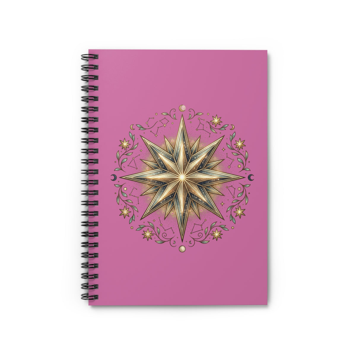 Star Print Spiral Notebook - Ruled Line- Light Pink