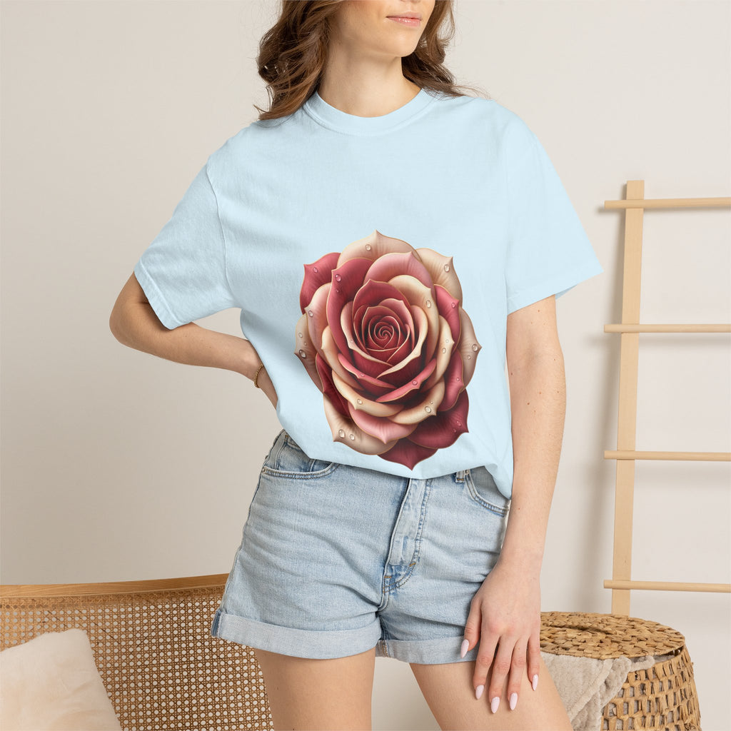 Rose Bloom Graphic T-Shirt — Realistic Pink Rose Floral Tee