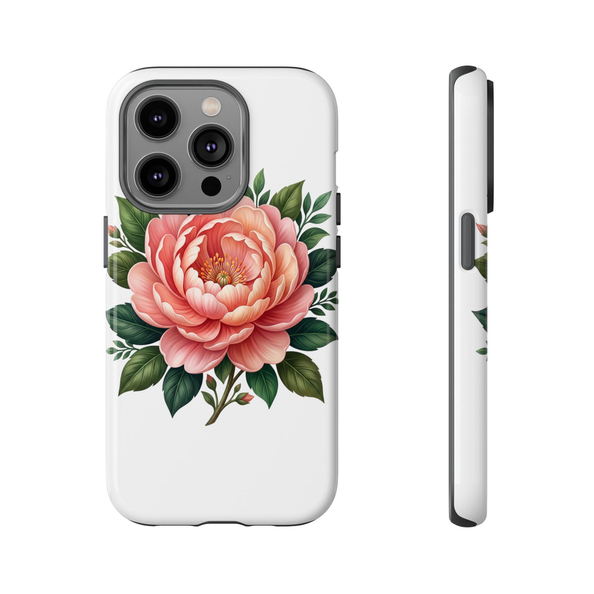 Floral Peony Tough Phone Case — Protective Botanical iPhone Cover